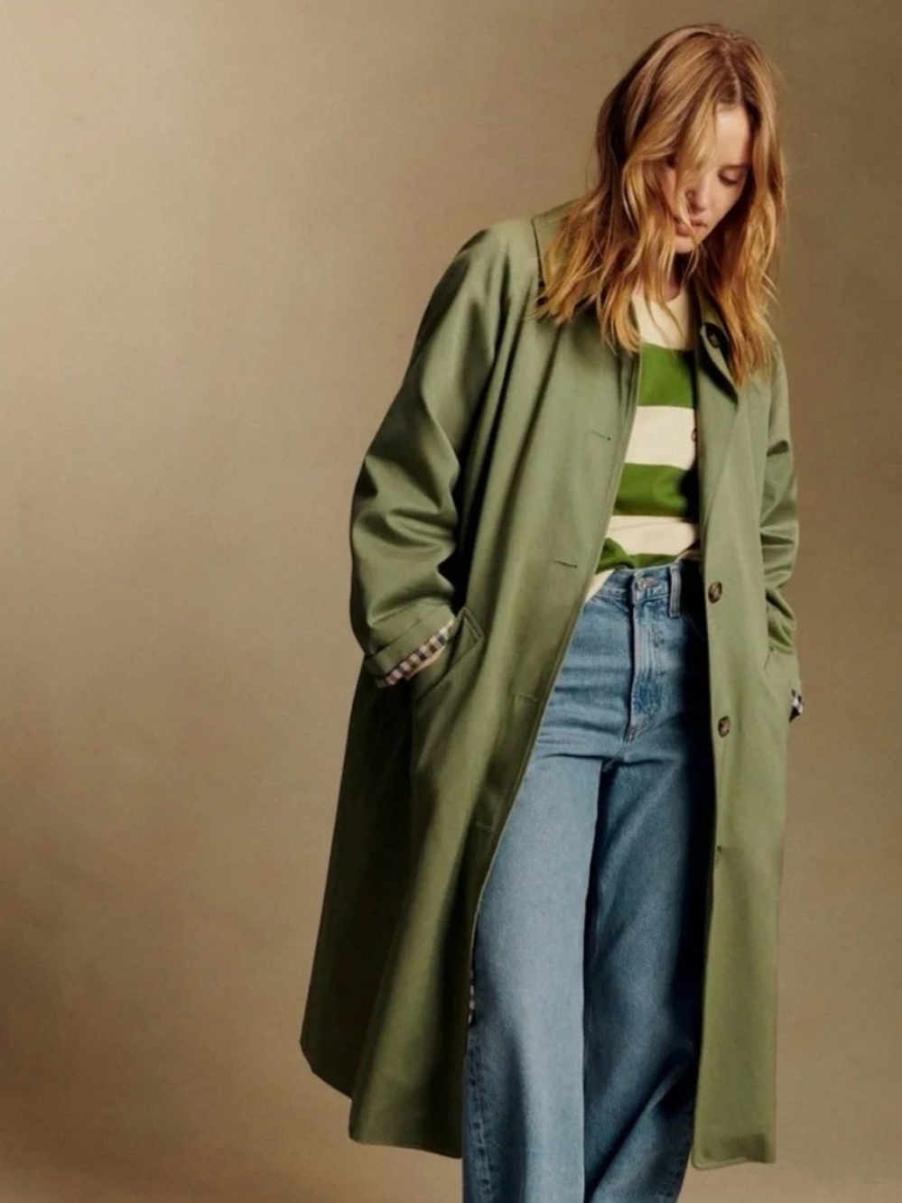 NWT Sezane Clyde Coat in Light Olive Green